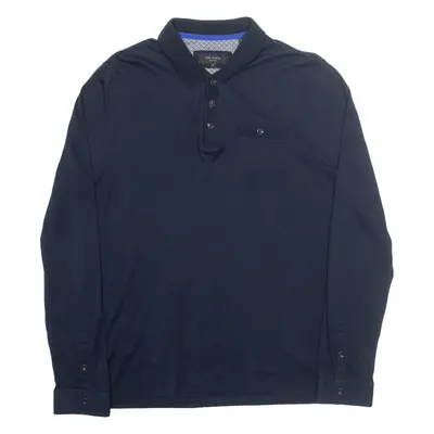 TED BAKER Mens Polo Shirt Blue Long Sleeve L