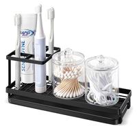Toothbrush Holder, 4-grid Anti-rust Metal Toothbrush Storage Rack with Drain Board, Countertop Toothbrush Holder for Home Bat...