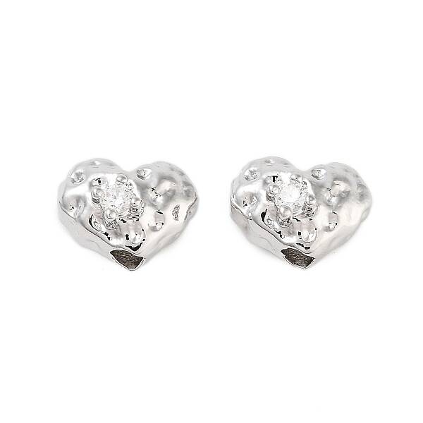 Brass Micro Pave Clear Cubic Zirconia Beads