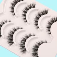 Natural False Eyelashes, 4 Pairs Long Fluffy D Curl False Eyelashes, Curling Wispy Cat Eye Faux Cluster Lashes Strip Lashes, ...