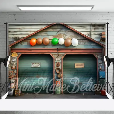 Wooden House Shutter Door Balloon Birthday Backdrop - Aperturee