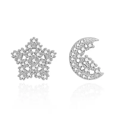 Agato Silver Star And Moon Earrings AGT-E004PW