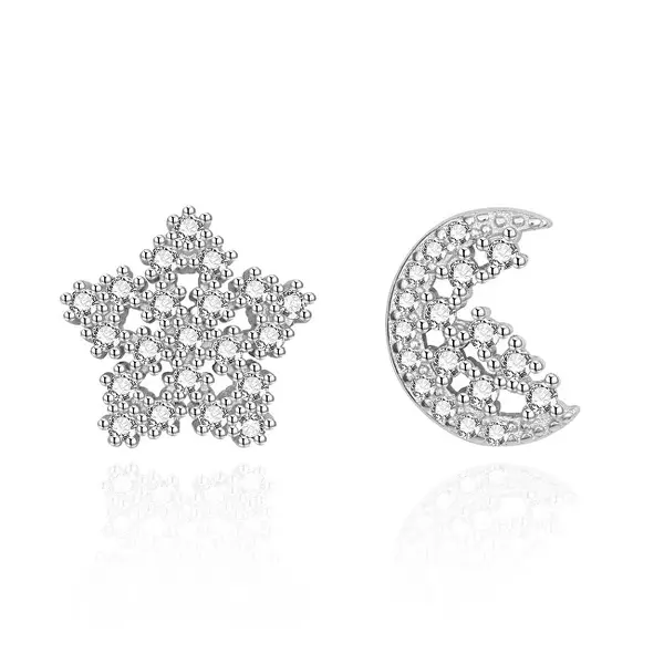 Agato Silver Star And Moon Earrings AGT-E004PW