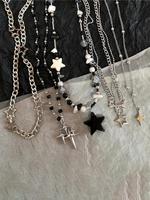 Vintage Star Design Pendant Necklace, Punk Style Beaded Necklace for Party, Daily Decor, Trendy All-match & Exquisite Jewelry...