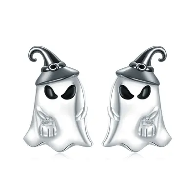 Sterling Silver Two-tone Skeleton Stud Earrings