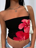 Women's Floral Print Tube Top, Casual Sleeveless Top for Summer, Women's Clothing for Daily Wear, Womenswear, Boho Sleeveless...