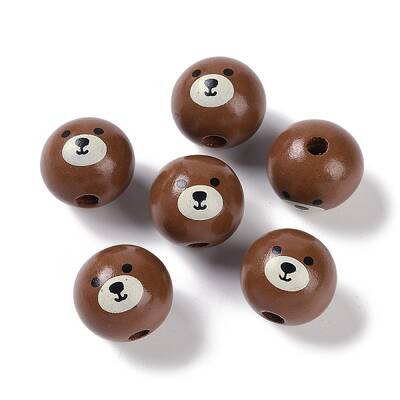 Animal Themes Printed Wood European Beads