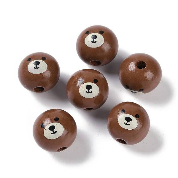 Animal Themes Printed Wood European Beads