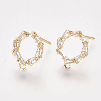 Brass Cubic Zirconia Stud Earring Findings