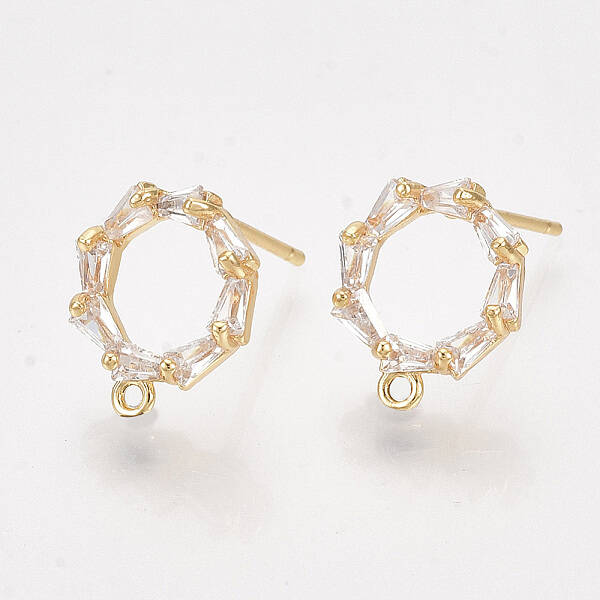 Brass Cubic Zirconia Stud Earring Findings
