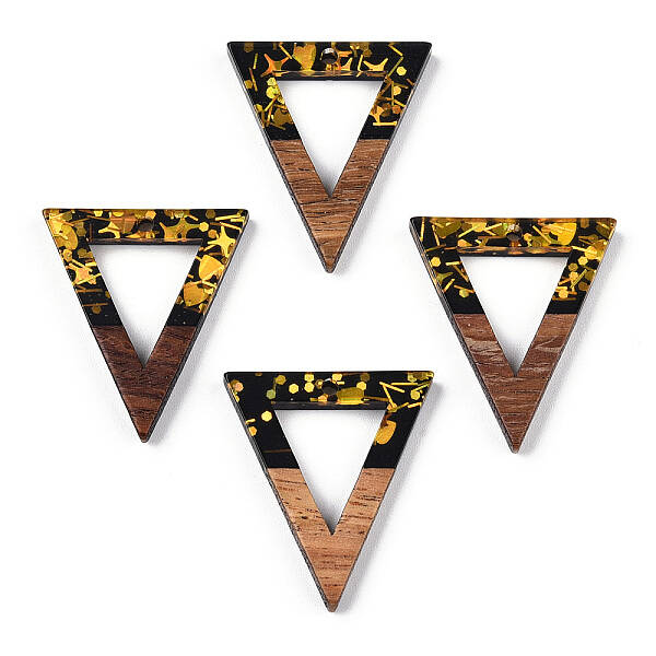 Opaque Resin & Walnut Wood Pendants