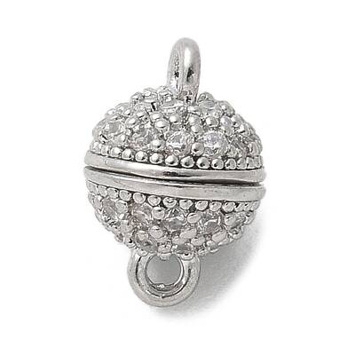 Brass Micro Pave Cubic Zirconia Magnetic Clasps