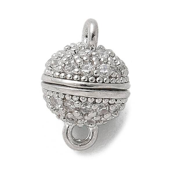 Brass Micro Pave Cubic Zirconia Magnetic Clasps