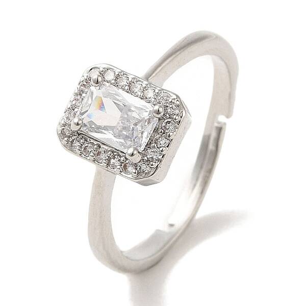 Brass Micro Pave Cubic Zirconia Rings for Women