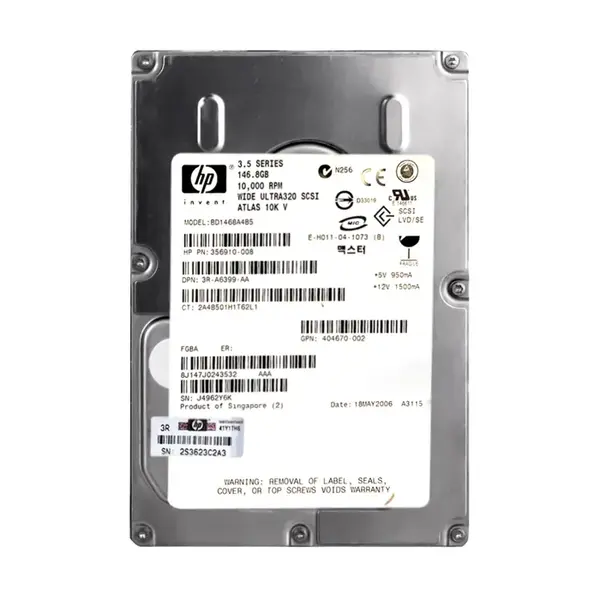 3R-A6399-AA HP 146GB Ultra-320 SCSI 10000 3.5-inch 8MB Hard Drive