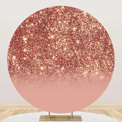 Round Rose Gold Glitter Bokeh Birthday Backdrop - Aperturee