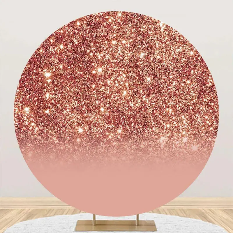 Round Rose Gold Glitter Bokeh Birthday Backdrop - Aperturee
