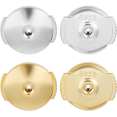 4Pairs 2 Colors 925 Sterling Silver Ear Nuts