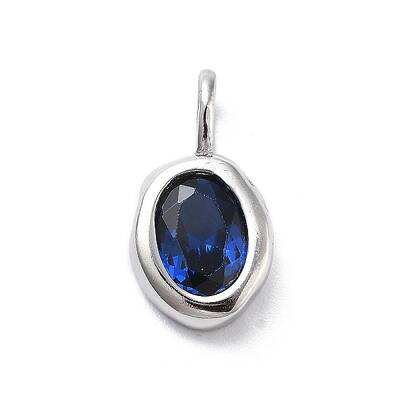 925 Sterling Silver Cubic Zirconia Oval Charms