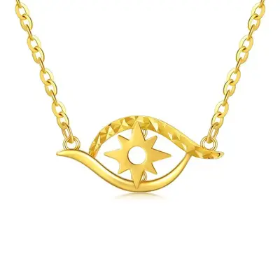 18K Gold Evil Eye Pendant Necklace