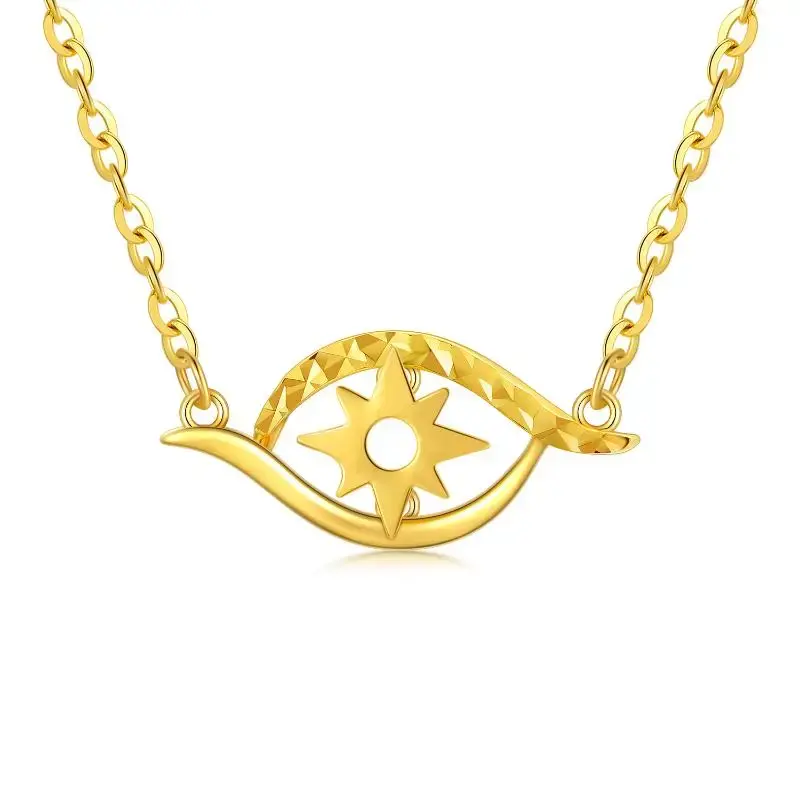 18K Gold Evil Eye Pendant Necklace