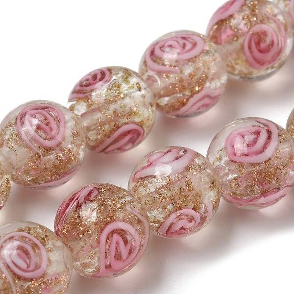 Handmade Gold Sand Lampwork Beads Strands