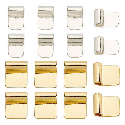 16Pcs 2 Styles Rack Plating Brass Glue-on Flat Pad Bails