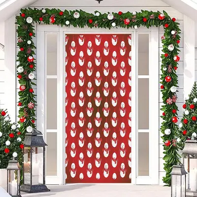 Red Little Snowman Simple Merry Christmas Door Cover - Aperturee