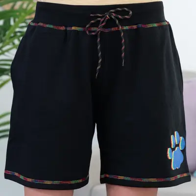 Rainbow Paw Black Board Shorts - 1X