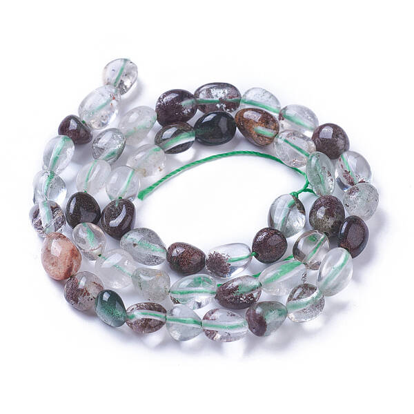 Natural Green Lodolite Quartz/Garden Quartz Beads Strands