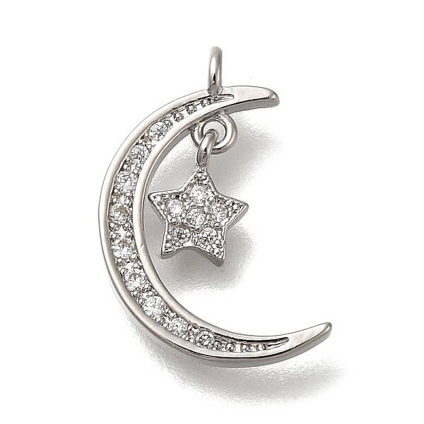 Rack Plating Brass Micro Pave  Cubic Zirconia Pendants