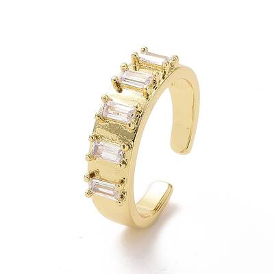 Clear Cubic Zirconia Rectangle Open Cuff Ring