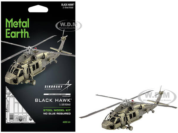 Model Kit Sikorsky Black Hawk Helicopter United States Army (Moderate Difficulty) Steel Model by Metal Earth