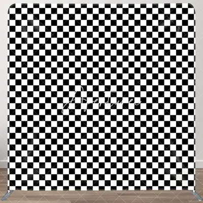 Aperturee Black White Plaid Pattern Square Tension Backdrop, 6X6FT(1.8X1.8M), 111 USD, square double-sided backdrops, DSAH0B2...