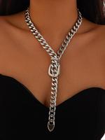 Unisex Punk Style Belt Design Chunky Chain Necklace, Street Trendy Minimalist Chain Necklace, Fashionable Hip Hop Jewelry for...
