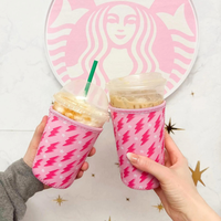 Lightning Bolt Iced Coffee Sleeve, Coffee Coozie Beverage Drinkware Reusable Disposable Water Proof