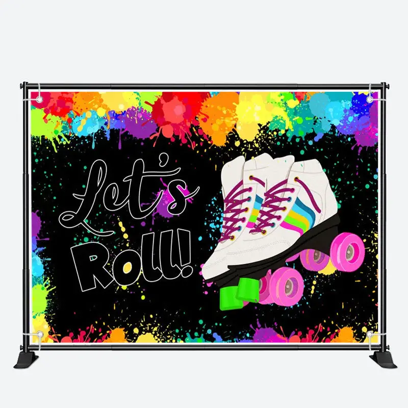 Lets Roll Shoes Colorful Paint Birthday Backdrop - Aperturee