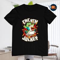 Chicken Jockey T-Shirt, Gift for Game Lover Chicken, Minecraft Quirky Cotton Graphic Tees, Hilarious Gaming Gift For Kids Men...