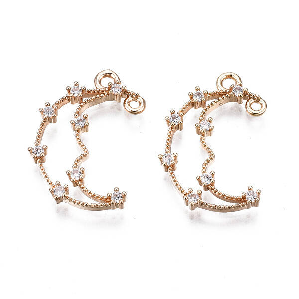 Brass Micro Pave Clear Cubic Zirconia Pendants Links