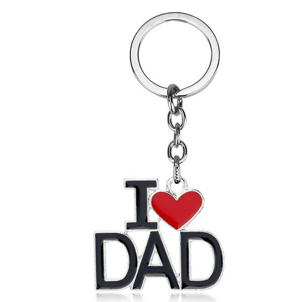 Word I Love Dad Alloy Enamel Pendant Keychain