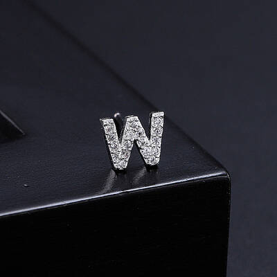 Platinum Brass Micro Pave Cubic Zirconia Stud Earrings