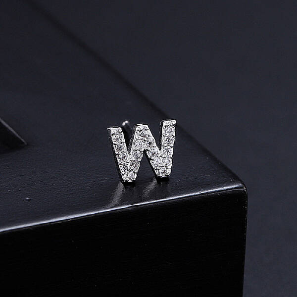 Platinum Brass Micro Pave Cubic Zirconia Stud Earrings