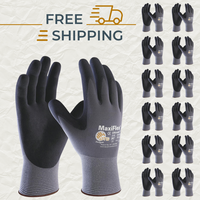 24 Pares Guantes Para Trabajo - MaxiFlex Foam Work For Men - Enhanced Grip Maxi Flex Nitrile Gloves Coated