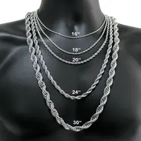 3/5/7mm Stainless Steel Silver Color Twisted Rope Chain Necklace Choker 16-30\