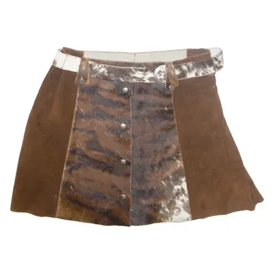 Belted Womens A-Line Skirt Brown Short M