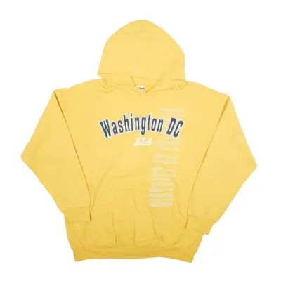 GILDAN Washington DC USA Hoodie Yellow Pullover Mens L