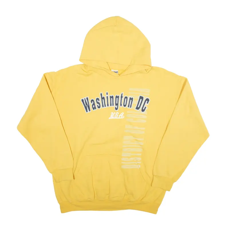 GILDAN Washington DC USA Hoodie Yellow Pullover Mens L