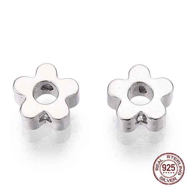 Rhodium Plated 925 Sterling Silver Beads