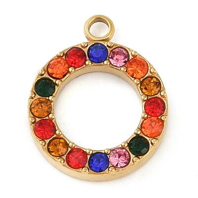 PVD Vacuum Plating 304 Stainless Steel Rhinestone Pendants