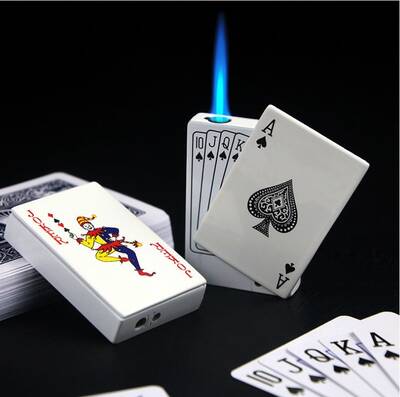 Poker-Style Gas Torch Lighter - Windproof, Refillable & Durable
